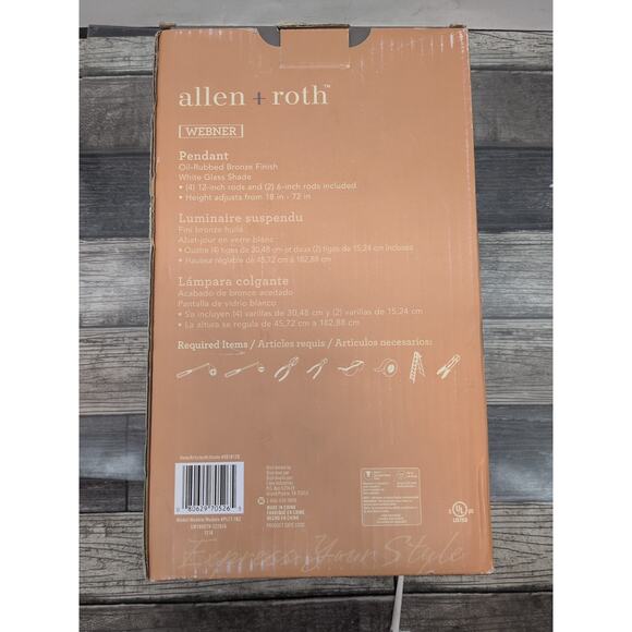 Allen + Roth Webner Pendant Oil Rubbed Bronze White Glass Shade [13] - Picture 5 of 11